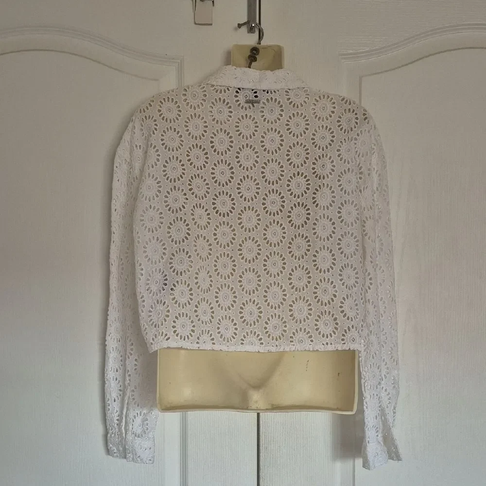 Guess White Embroidered Eyelet Button-Down Shirt - Picture 5 of 16